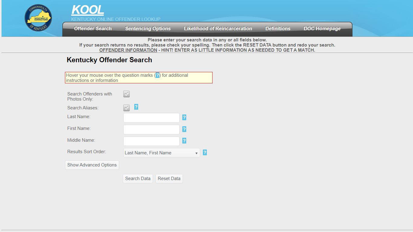 Kentucky Offender Search - Kentucky Department of Corrections